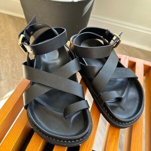 Libertie Black Strappy Gladiator Wrap Buckle Sandals size 36 6 New